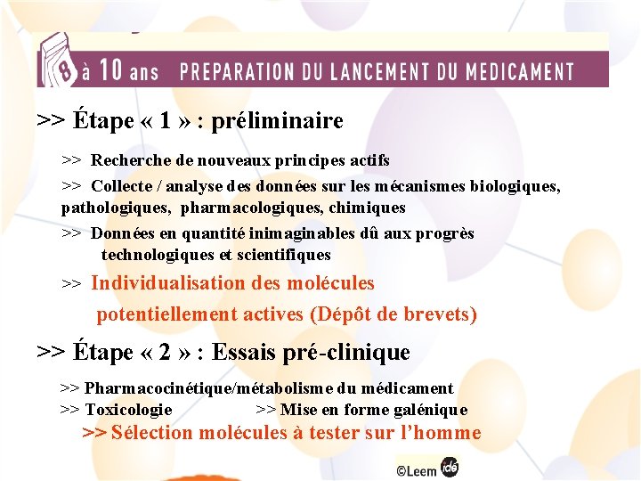 >> Étape « 1 » : préliminaire >> Recherche de nouveaux principes actifs >>