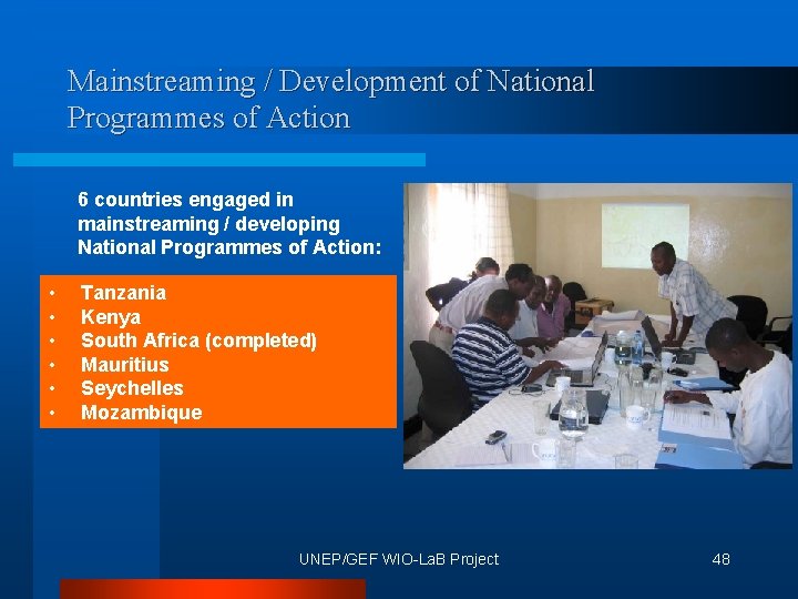 Mainstreaming / Development of National Programmes of Action 6 countries engaged in mainstreaming /