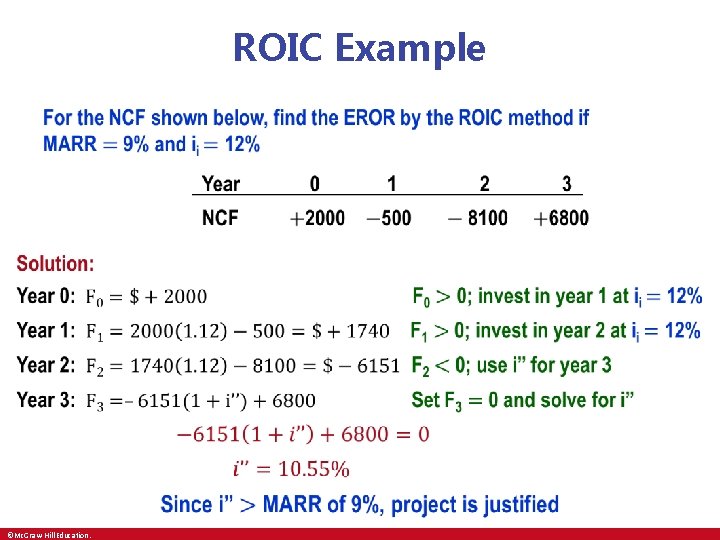 ROIC Example • • ©Mc. Graw-Hill Education. 