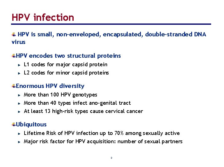 HPV infection HPV is small, non-enveloped, encapsulated, double-stranded DNA virus HPV encodes two structural