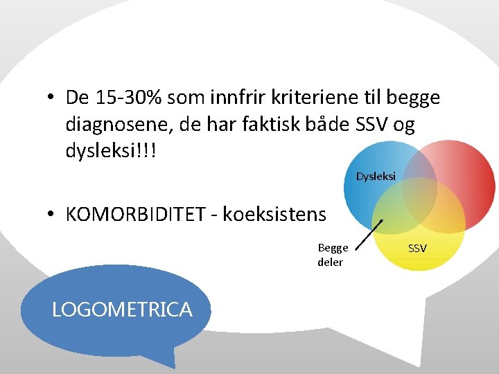  • De 15 -30% som innfrir kriteriene til begge diagnosene, de har faktisk