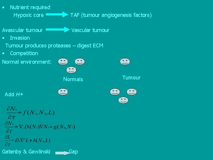  • Nutrient required Hypoxic core TAF (tumour angiogenesis factors) Avascular tumour Vascular tumour