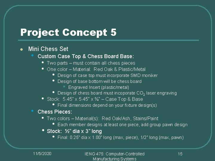 Project Concept 5 l Mini Chess Set • Custom Case Top & Chess Board