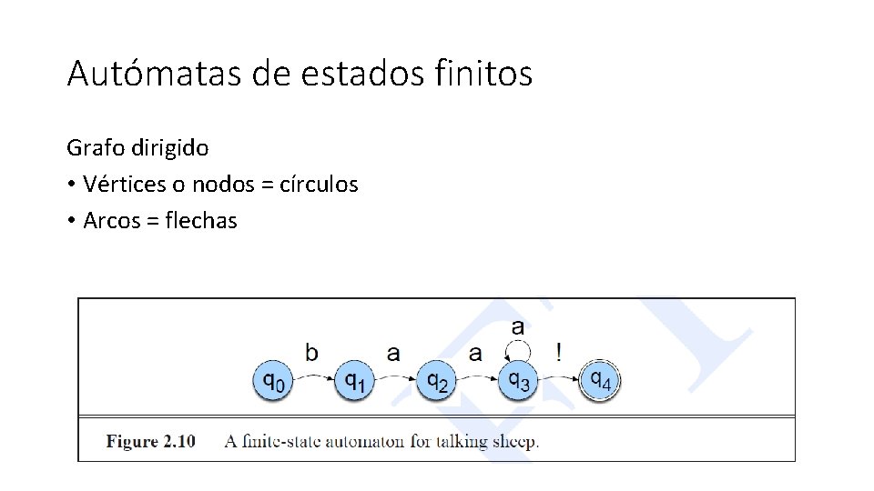 Autómatas de estados finitos Grafo dirigido • Vértices o nodos = círculos • Arcos