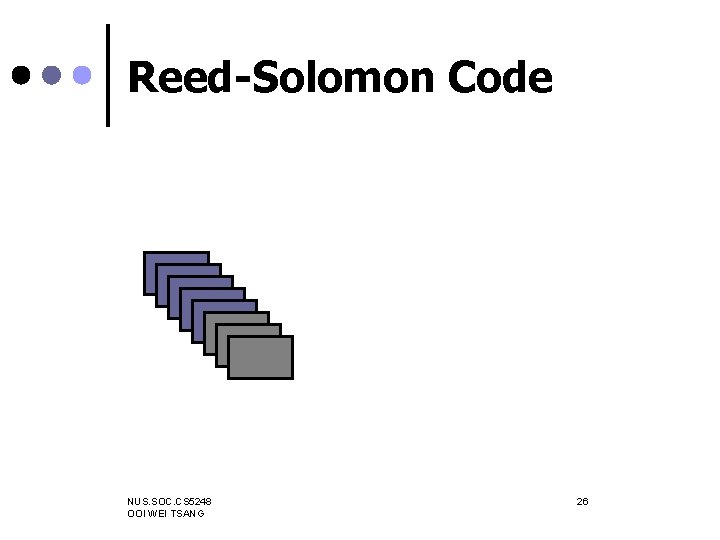 Reed-Solomon Code NUS. SOC. CS 5248 OOI WEI TSANG 26 