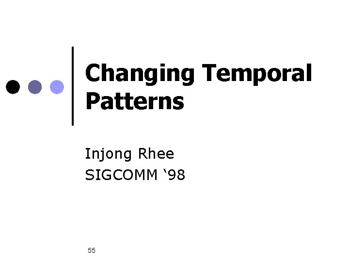 Changing Temporal Patterns Injong Rhee SIGCOMM ‘ 98 55 
