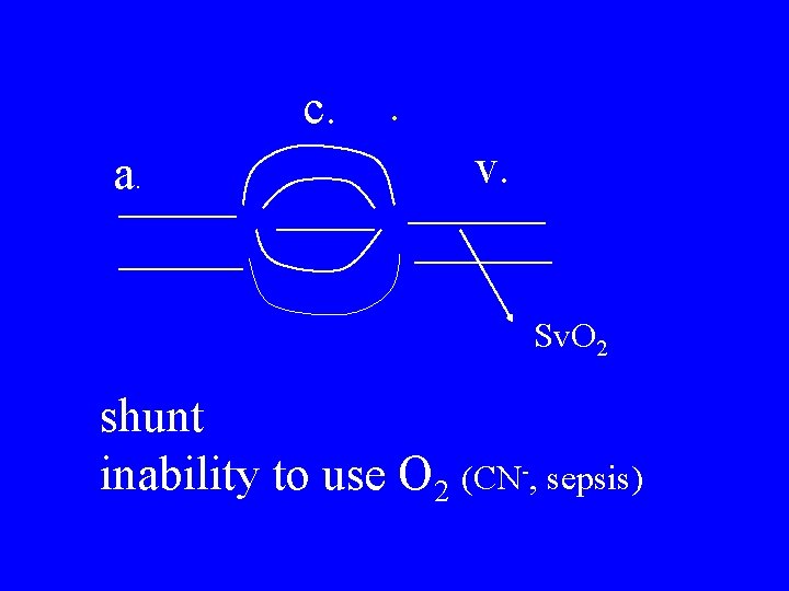 c. a. . v. Sv. O 2 shunt inability to use O 2 (CN-, c. a. . v. Sv. O 2 shunt inability to use O 2 (CN-,
