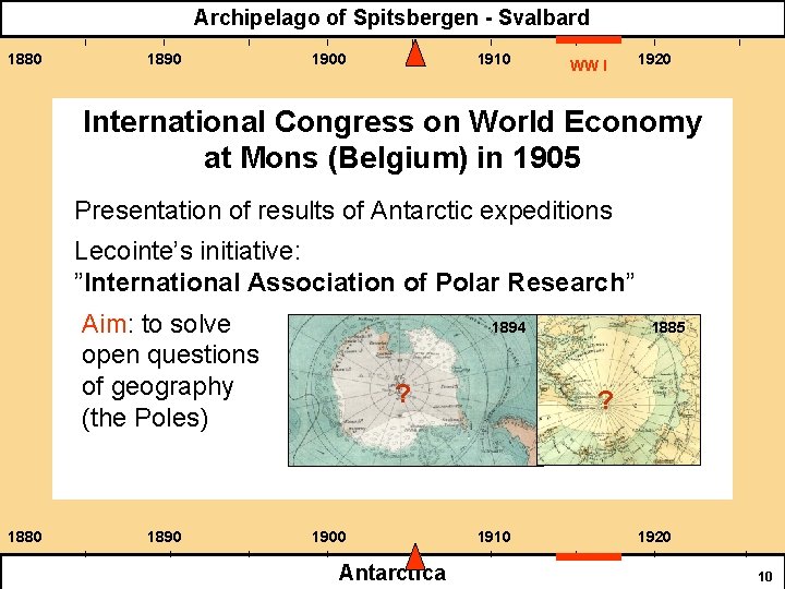 Archipelago of Spitsbergen - Svalbard 1880 1890 1900 1910 WW I 1920 International Congress