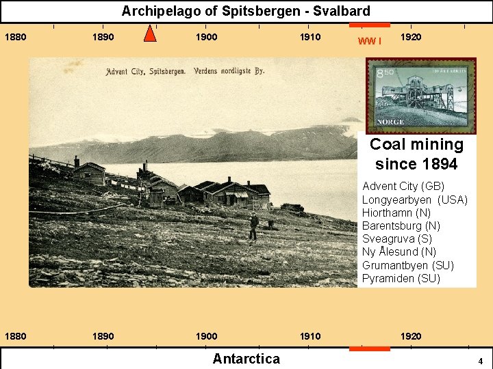 Archipelago of Spitsbergen - Svalbard 1880 1890 1900 1910 WW I 1920 Coal mining