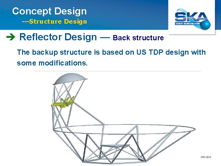 Concept Design ---Structure Design è Reflector Design — Back structure The backup structure is