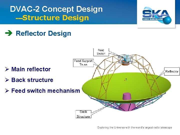 DVAC-2 Concept Design ---Structure Design è Reflector Design Ø Main reflector Ø Back structure