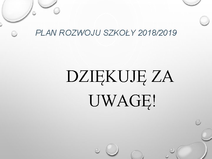 PLAN ROZWOJU SZKOŁY 2018/2019 DZIĘKUJĘ ZA UWAGĘ! 