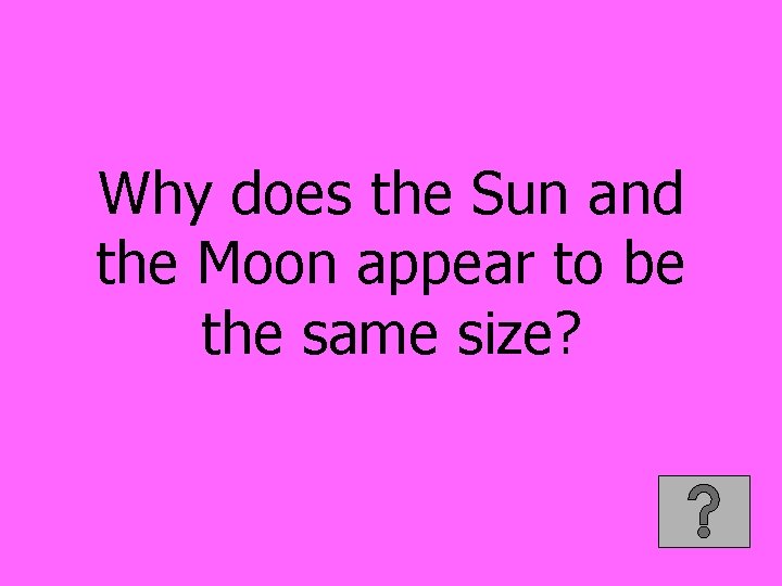 Why does the Sun and the Moon appear to be the same size? 