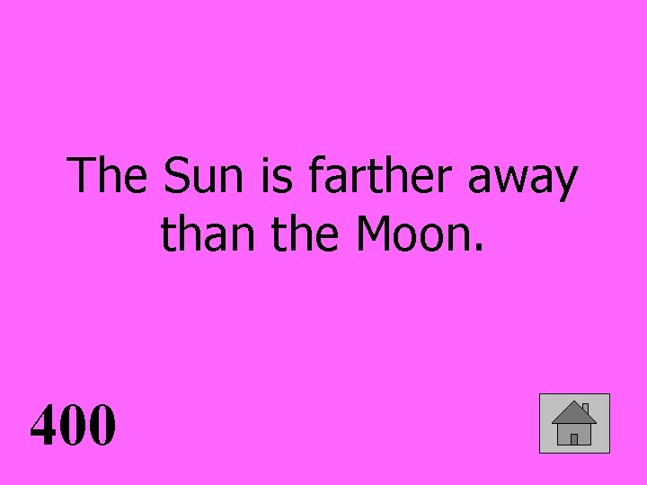 The Sun is farther away than the Moon. 400 