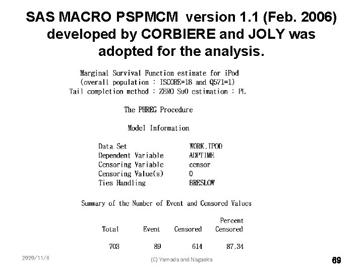 SAS MACRO PSPMCM version 1. 1 (Feb. 2006) developed by CORBIERE and JOLY was