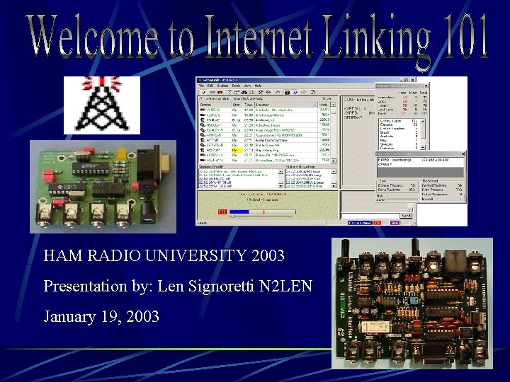 HAM RADIO UNIVERSITY 2003 Presentation by: Len Signoretti N 2 LEN January 19, 2003