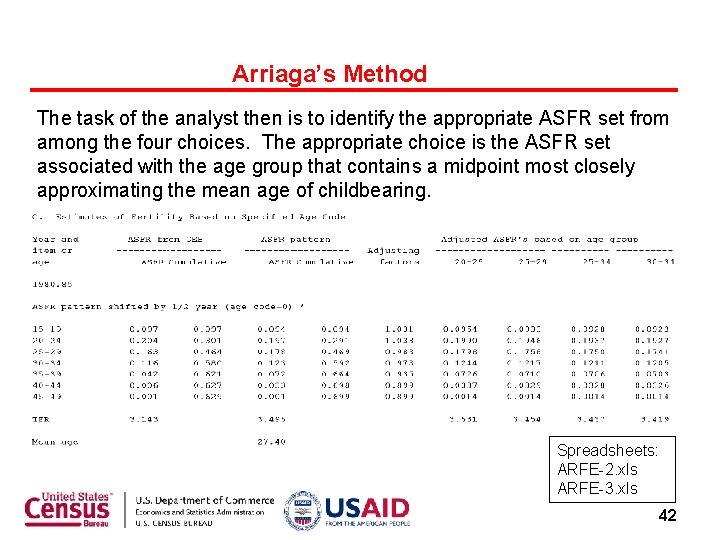 Arriaga’s Method The task of the analyst then is to identify the appropriate ASFR
