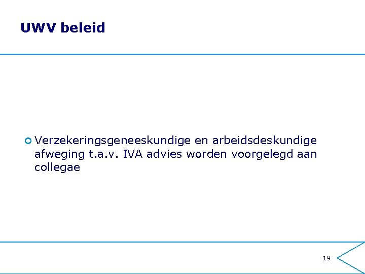 UWV beleid ¢ Verzekeringsgeneeskundige en arbeidsdeskundige afweging t. a. v. IVA advies worden voorgelegd