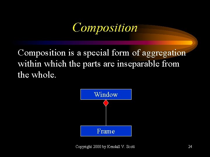 Composition is a special form of aggregation within which the parts are inseparable from