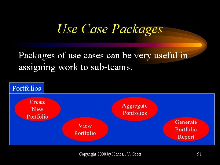 Use Case Packages of use cases can be very useful in assigning work to