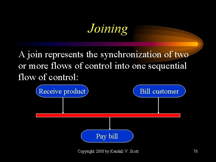 Joining A join represents the synchronization of two or more flows of control into