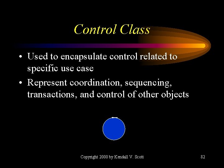 Control Class • Used to encapsulate control related to specific use case • Represent