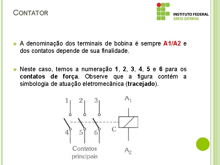 CONTATOR v A denominação dos terminais de bobina é sempre A 1/A 2 e