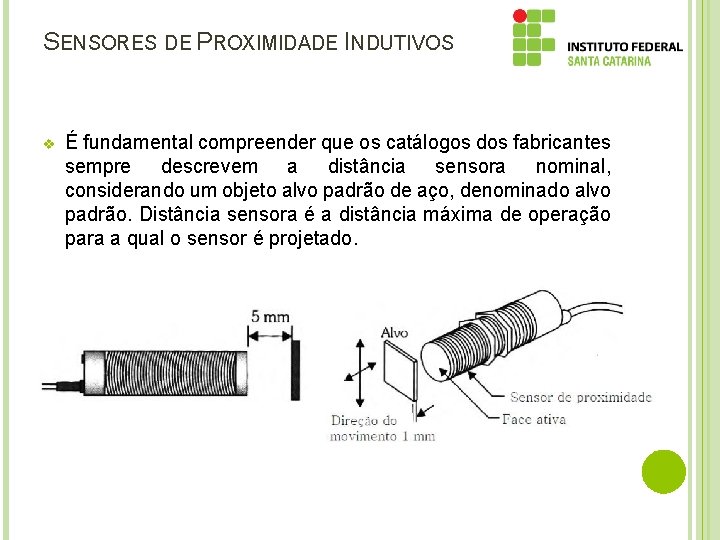 SENSORES DE PROXIMIDADE INDUTIVOS v É fundamental compreender que os catálogos dos fabricantes sempre