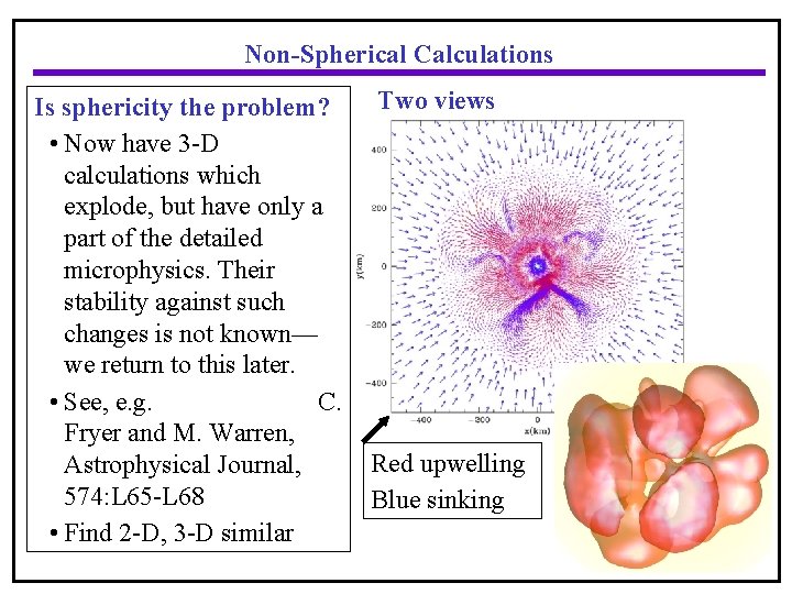 Non-Spherical Calculations Two views Is sphericity the problem? • Now have 3 -D calculations