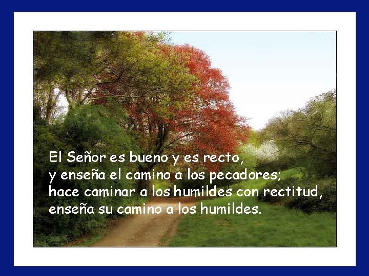El Señor es bueno y es recto, y enseña el camino a los pecadores; El Señor es bueno y es recto, y enseña el camino a los pecadores;
