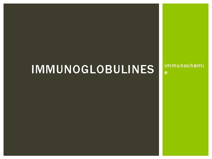 IMMUNOGLOBULINES immunochemi e 