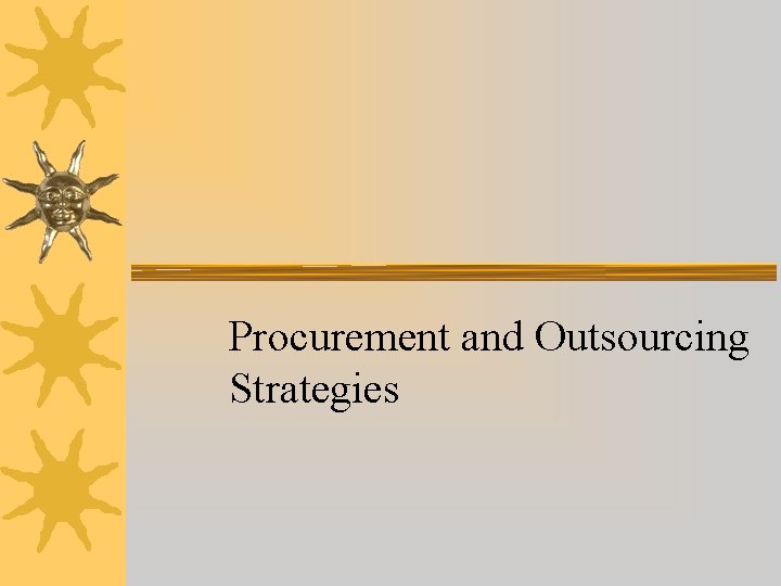 Procurement and Outsourcing Strategies 