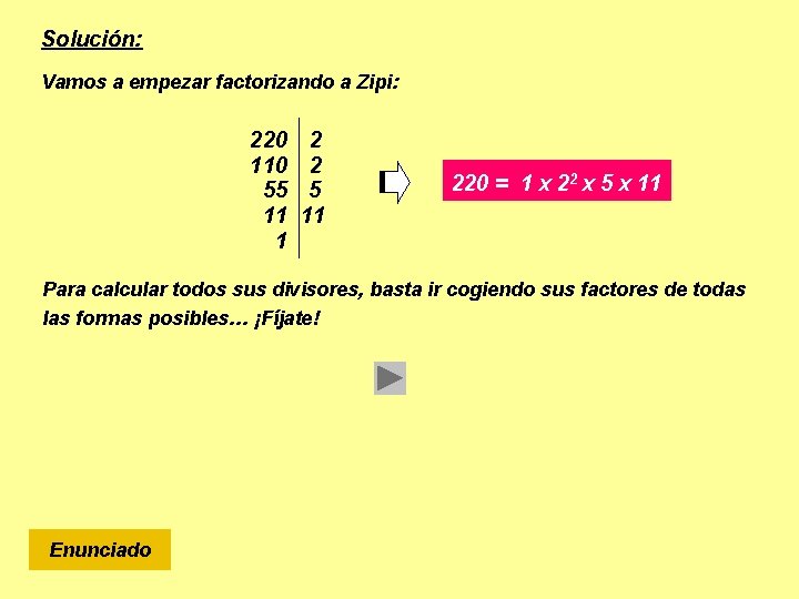 Solución: Vamos a empezar factorizando a Zipi: 220 110 55 11 1 2 2