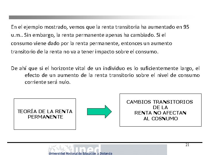 En el ejemplo mostrado, vemos que la renta transitoria ha aumentado en 95 u.