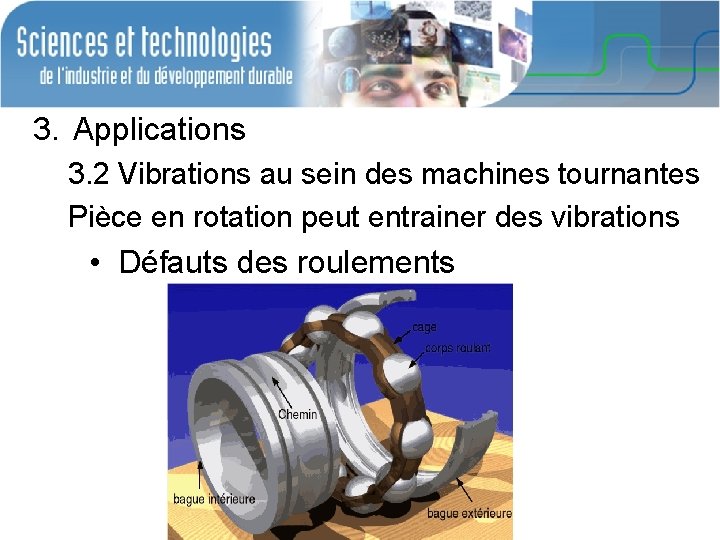 3. Applications 3. 2 Vibrations au sein des machines tournantes Pièce en rotation peut