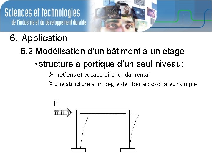 6. Application 6. 2 Modélisation d’un bâtiment à un étage • structure à portique