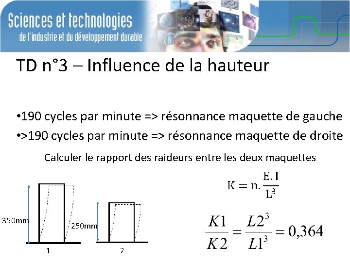 TD n° 3 – Influence de la hauteur • 190 cycles par minute =>