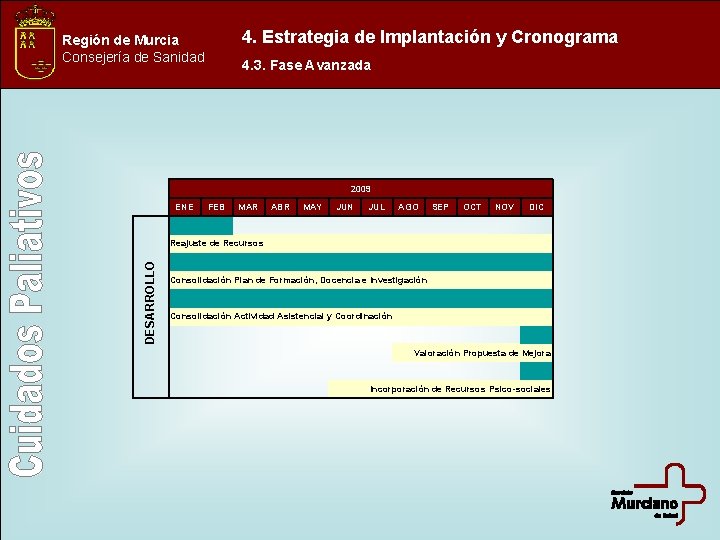 4. Estrategia de Implantación y Cronograma Región de Murcia Consejería de Sanidad 4. 3.