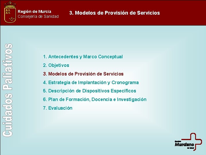 Región de Murcia Consejería de Sanidad 3. Modelos de Provisión de Servicios 1. Antecedentes