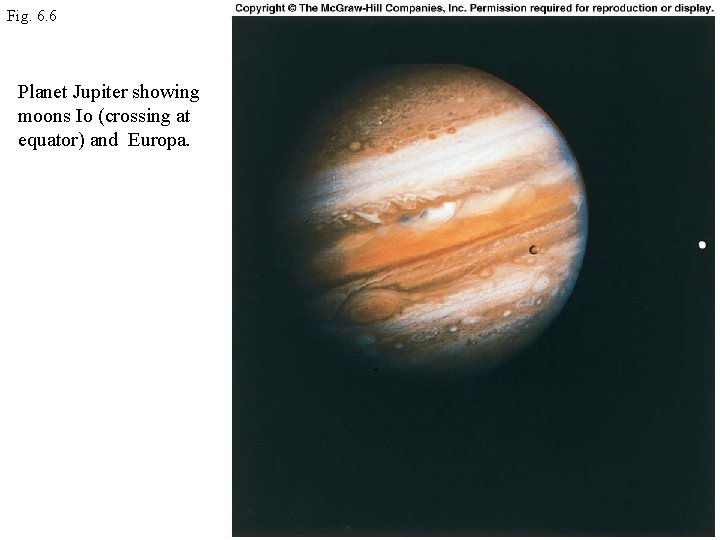 Fig. 6. 6 Planet Jupiter showing moons Io (crossing at equator) and Europa. 