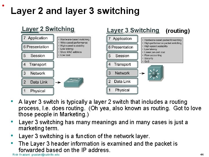  • Layer 2 and layer 3 switching (routing) • • A layer 3