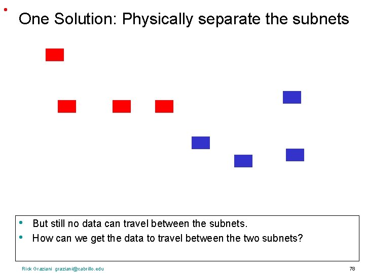  • One Solution: Physically separate the subnets • • But still no data