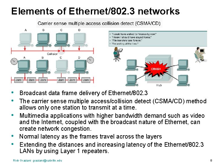 Elements of Ethernet/802. 3 networks • • • Broadcast data frame delivery of Ethernet/802.