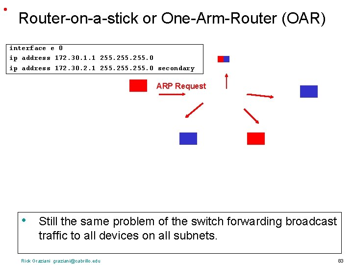  • Router-on-a-stick or One-Arm-Router (OAR) interface e 0 ip address 172. 30. 1.