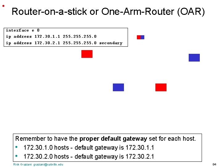  • Router-on-a-stick or One-Arm-Router (OAR) interface e 0 ip address 172. 30. 1.