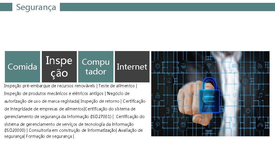 Segurança Comida Inspe ção Compu Internet tador Inspeção pré-embarque de recursos renováveis | Teste