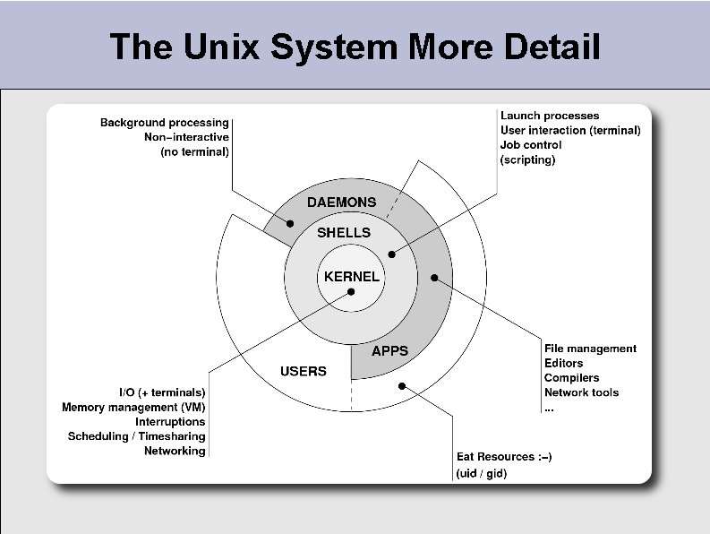 The Unix System More Detail 