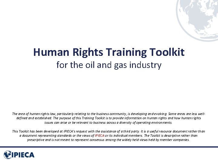 Human Rights Training Toolkit for the oil and