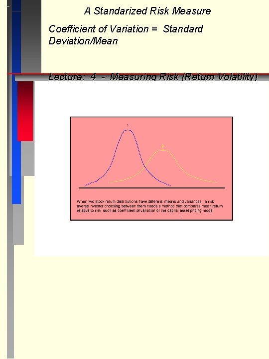 A Standarized Risk Measure Coefficient of Variation = Standard Deviation/Mean Lecture: 4 - Measuring