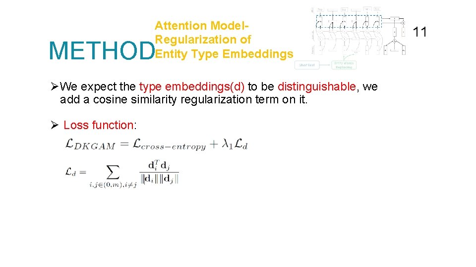 Attention Model. Regularization of Entity Type Embeddings METHOD ØWe expect the type embeddings(d) to Attention Model. Regularization of Entity Type Embeddings METHOD ØWe expect the type embeddings(d) to